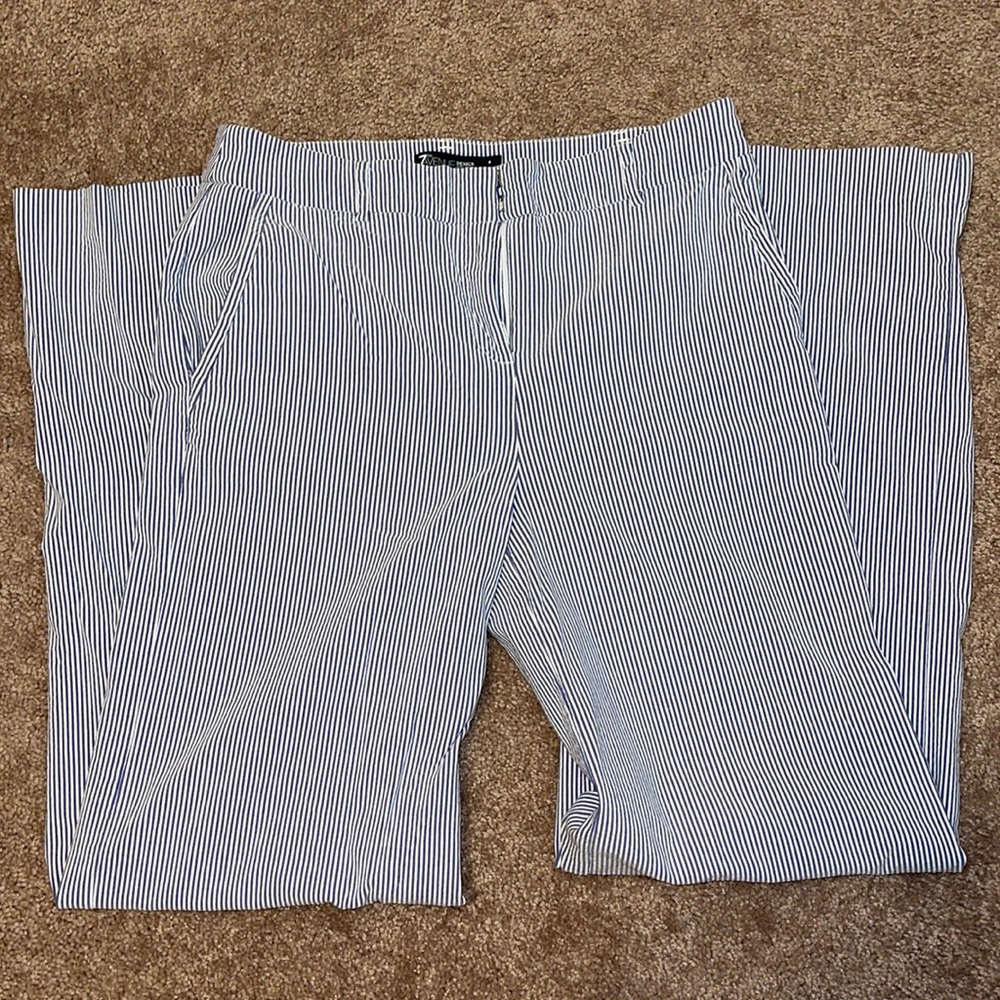 Seersucker Wide Leg Trousers
